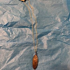 Sterling silver 16” necklace with grey stone pendant. NWT.